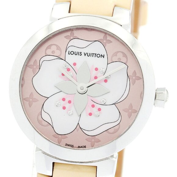 LOUIS VUITTON Tambour Q12MGE 8P diamond Quartz Ladies Watch main image 5
